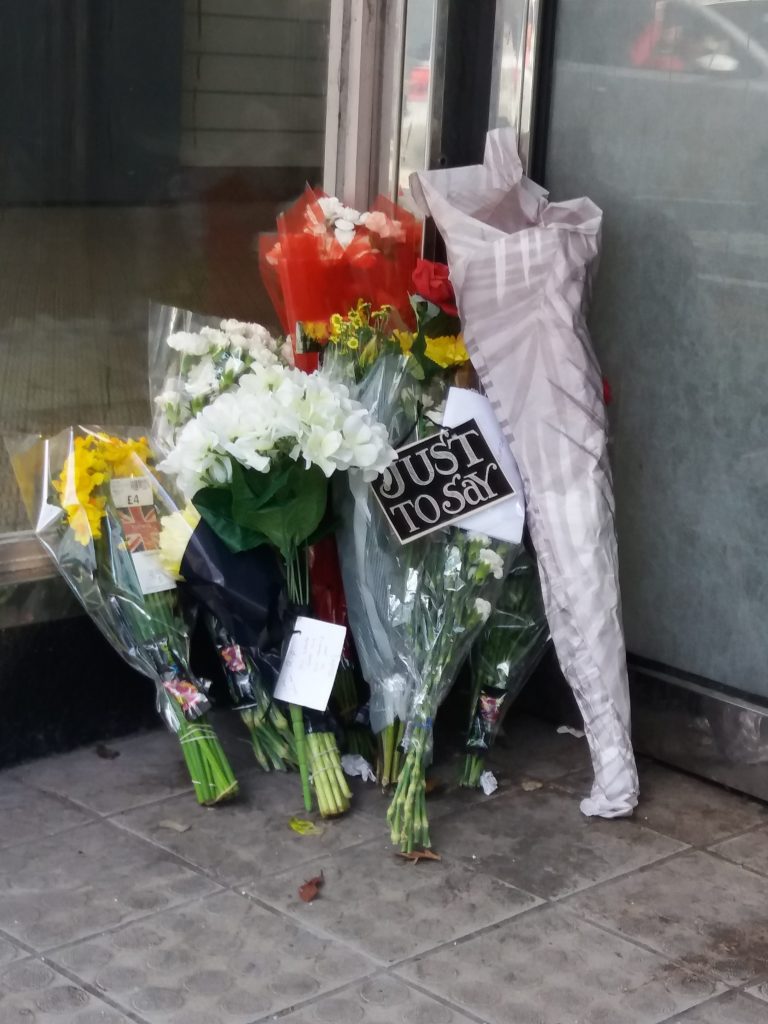 Flowers left for my friend by caring Community of Stirling #RIPDamian